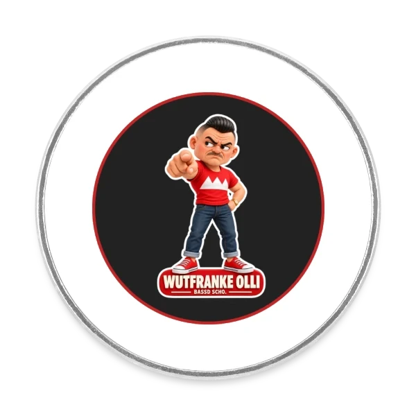 Round white fridge magnet with Olli and the original Franconian design.